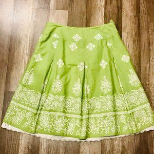 Talbots Green Circle Skirt w/ Lace Layering